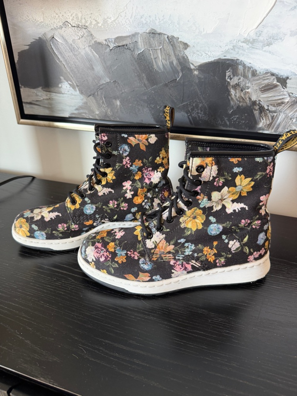 Dr. Martens Newton Floral Boots Darcy Print Canvas Lightweight Sole Shoes